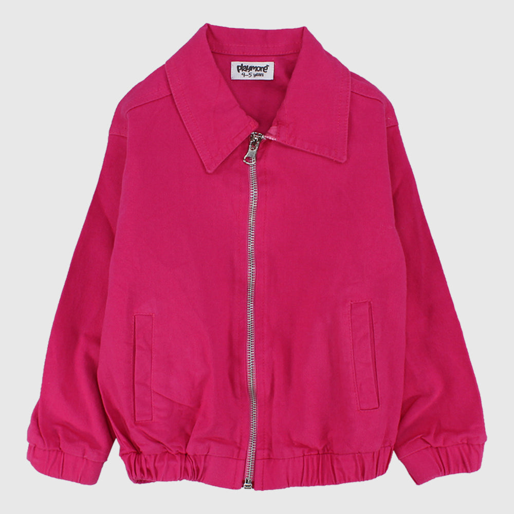 Fuchsia Long-Sleeved Gabardine Jacket - Ourkids - Playmore