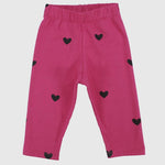 Fuchsia Pantacourt Leggings With Black Hearts - Ourkids - Ourkids