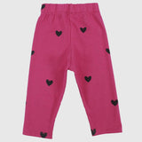 Fuchsia Pantacourt Leggings With Black Hearts - Ourkids - Ourkids