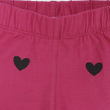 Fuchsia Pantacourt Leggings With Black Hearts - Ourkids - Ourkids