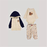 Fun Long-Sleeved Fleeced Hooded 3-Piece Pajama - Ourkids - Junior