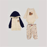 Fun Long-Sleeved Fleeced Hooded 3-Piece Pajama - Ourkids - Junior