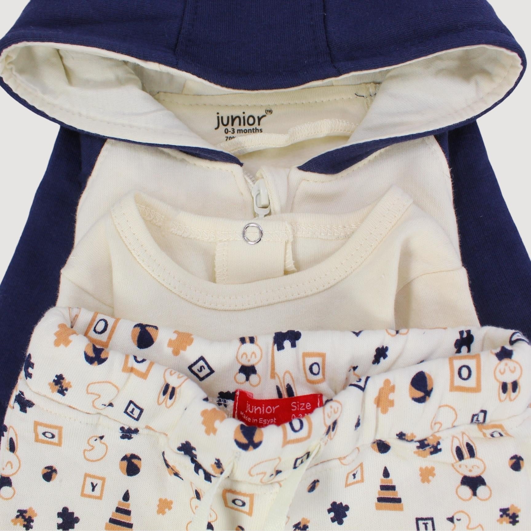 Fun Long-Sleeved Fleeced Hooded 3-Piece Pajama - Ourkids - Junior