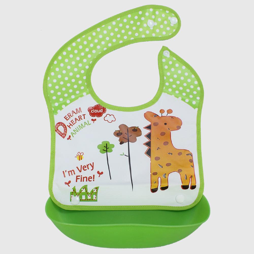 Giraffe Bib With Silicone Pocket - Ourkids - Bella Bambino