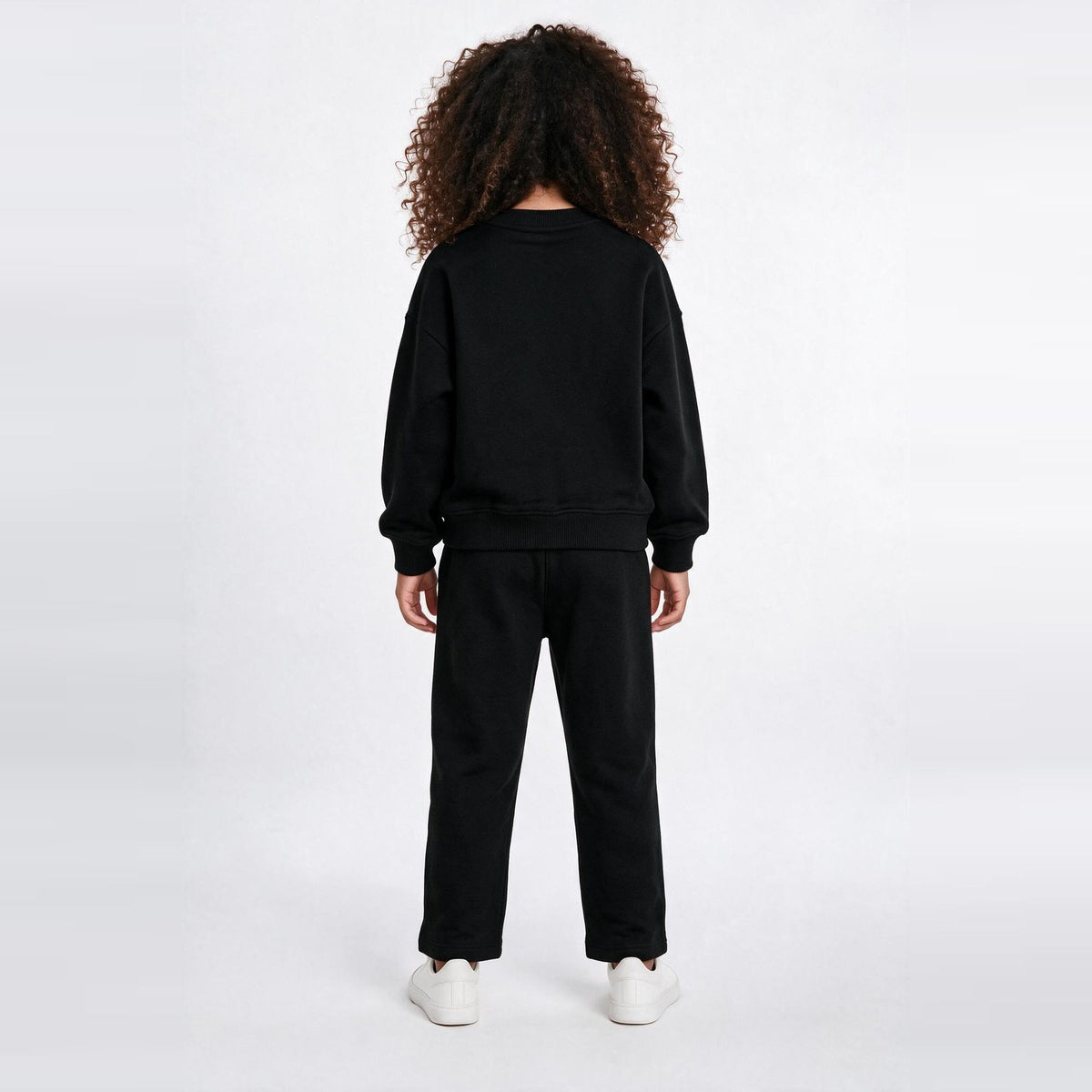Unisex Cotton Milton Sweatshirt – Black — on model, back 2