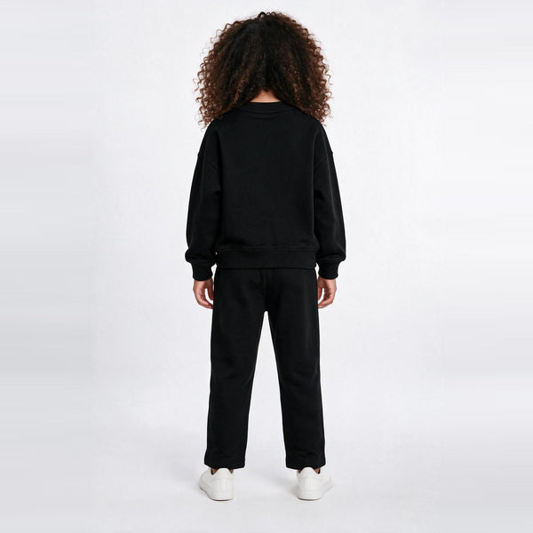 Unisex Cotton Milton Sweatshirt – Black — on model, back 2