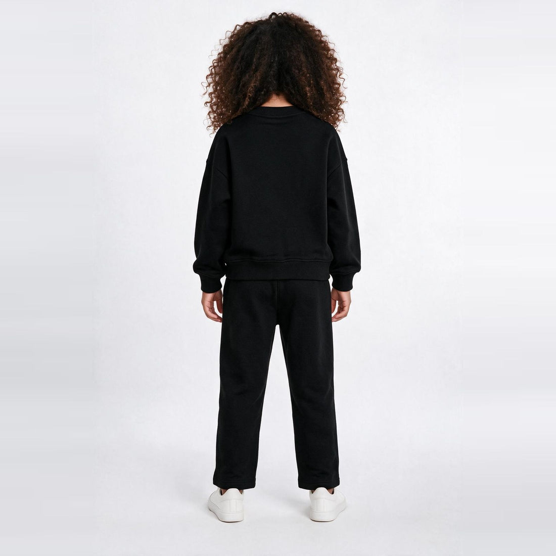 Unisex Cotton Milton Sweatpants – Black — on model, back 2
