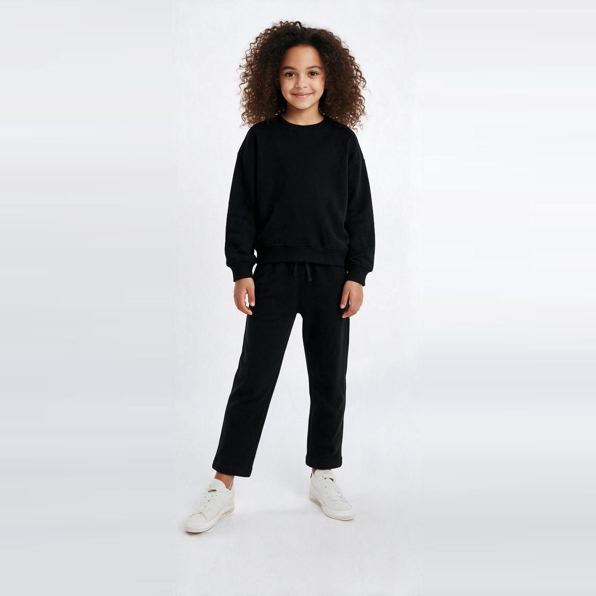 Unisex Cotton Milton Sweatshirt – Black — on model 2