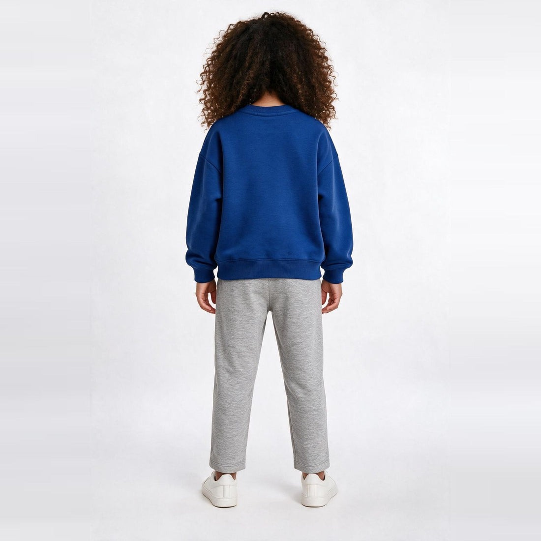 Unisex Cotton Milton Sweatshirt – Blue — on model, back 2