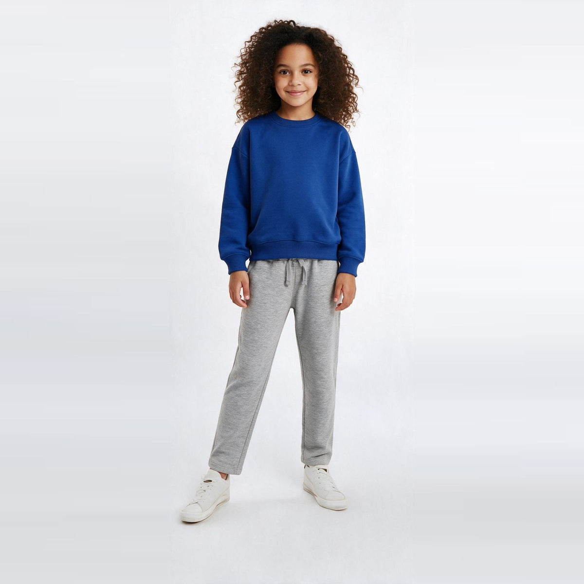 Unisex Cotton Milton Sweatshirt – Blue — on model 2