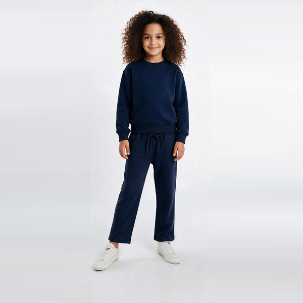 Unisex Cotton Milton Sweatpants – Navy — on model 2