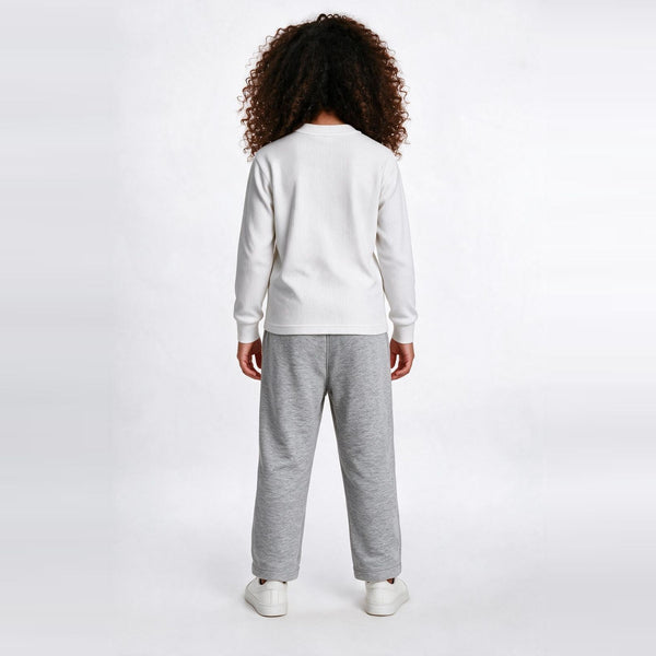 Long-Sleeve Ribbed Cotton Thermal Top – White (Pack of 2) — on model, back 2