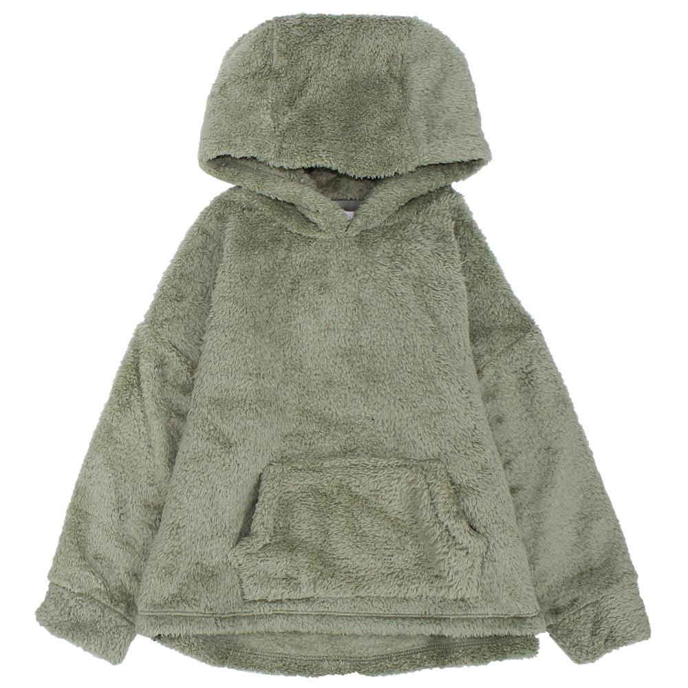 Green Long-Sleeved Fleeced Hooded Pajama - Ourkids - Ourkids
