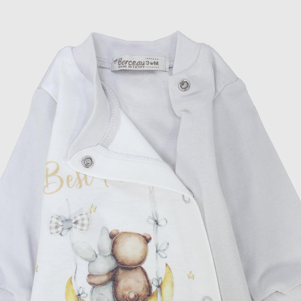 Grey Best Friends Long-Sleeved Baby Footless Onesie - Ourkids - Berceau