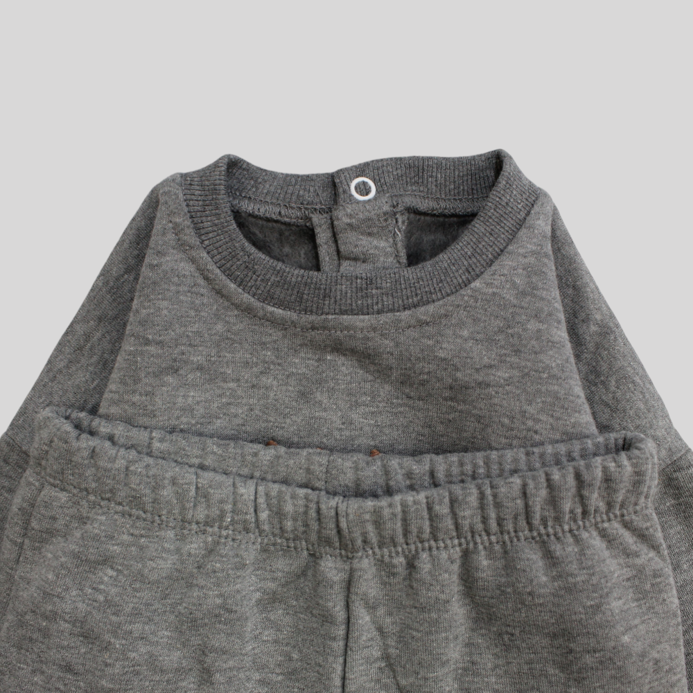 Grey Long-Sleeved Fleeced Pajama - Ourkids - Al Sayad