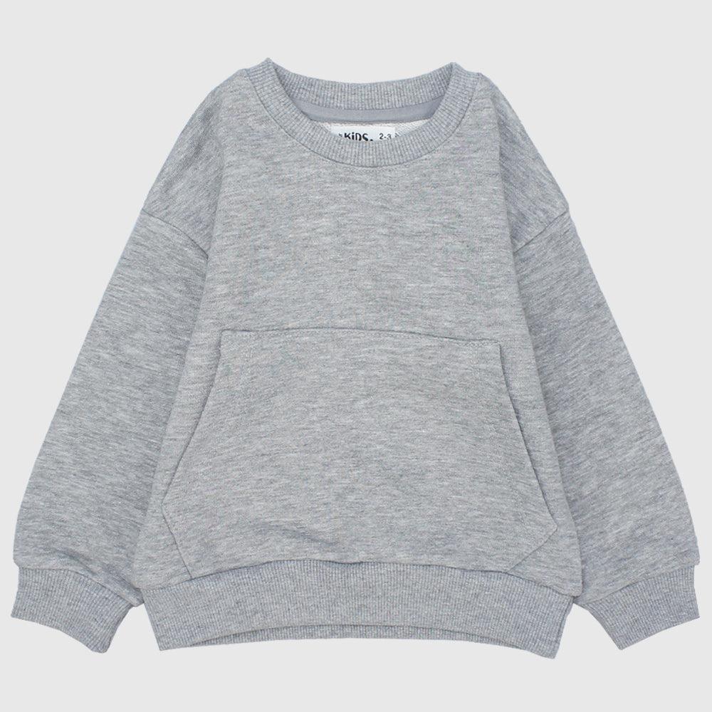 Grey Long-Sleeved Fleeced Sweatshirt - Ourkids - Ourkids