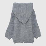 Grey Long-Sleeved Hooded Knit Jacket - Ourkids - Playmore