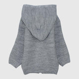 Grey Long-Sleeved Hooded Knit Jacket - Ourkids - Playmore