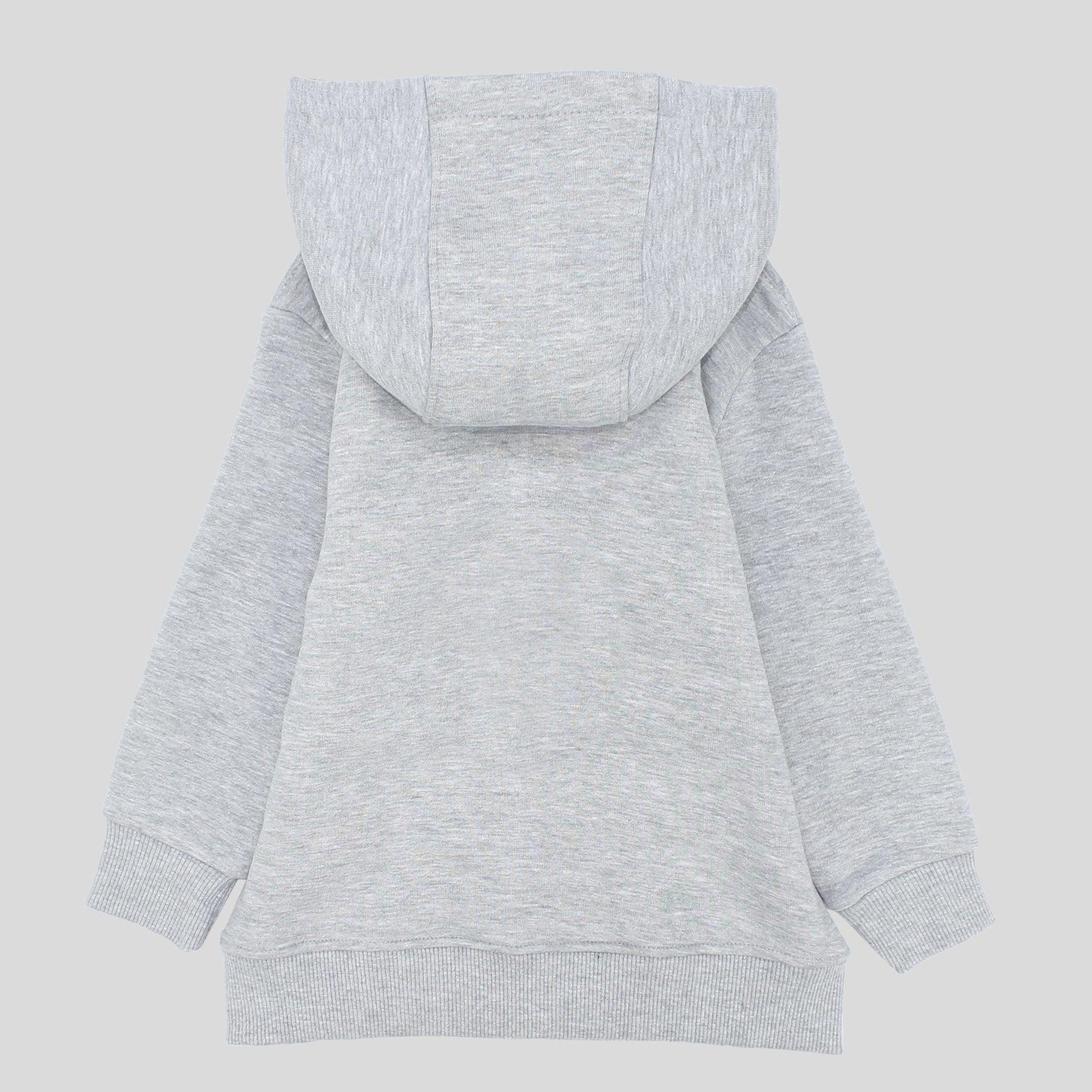 Grey Long-Sleeved Zip-Up Hoodie - Ourkids - Ourkids