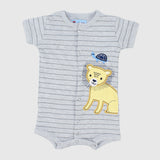 Grey Striped Short-Sleeved Romper - Ourkids - Baby Land