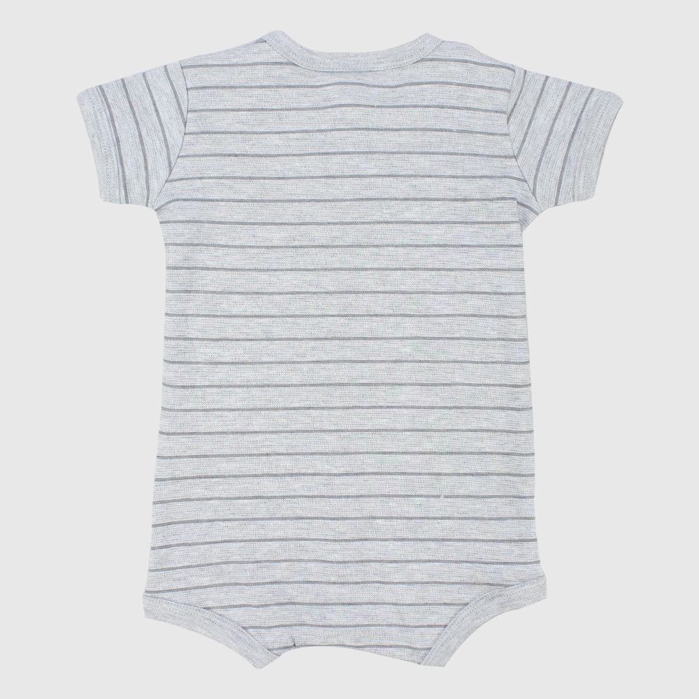 Grey Striped Short-Sleeved Romper - Ourkids - Baby Land