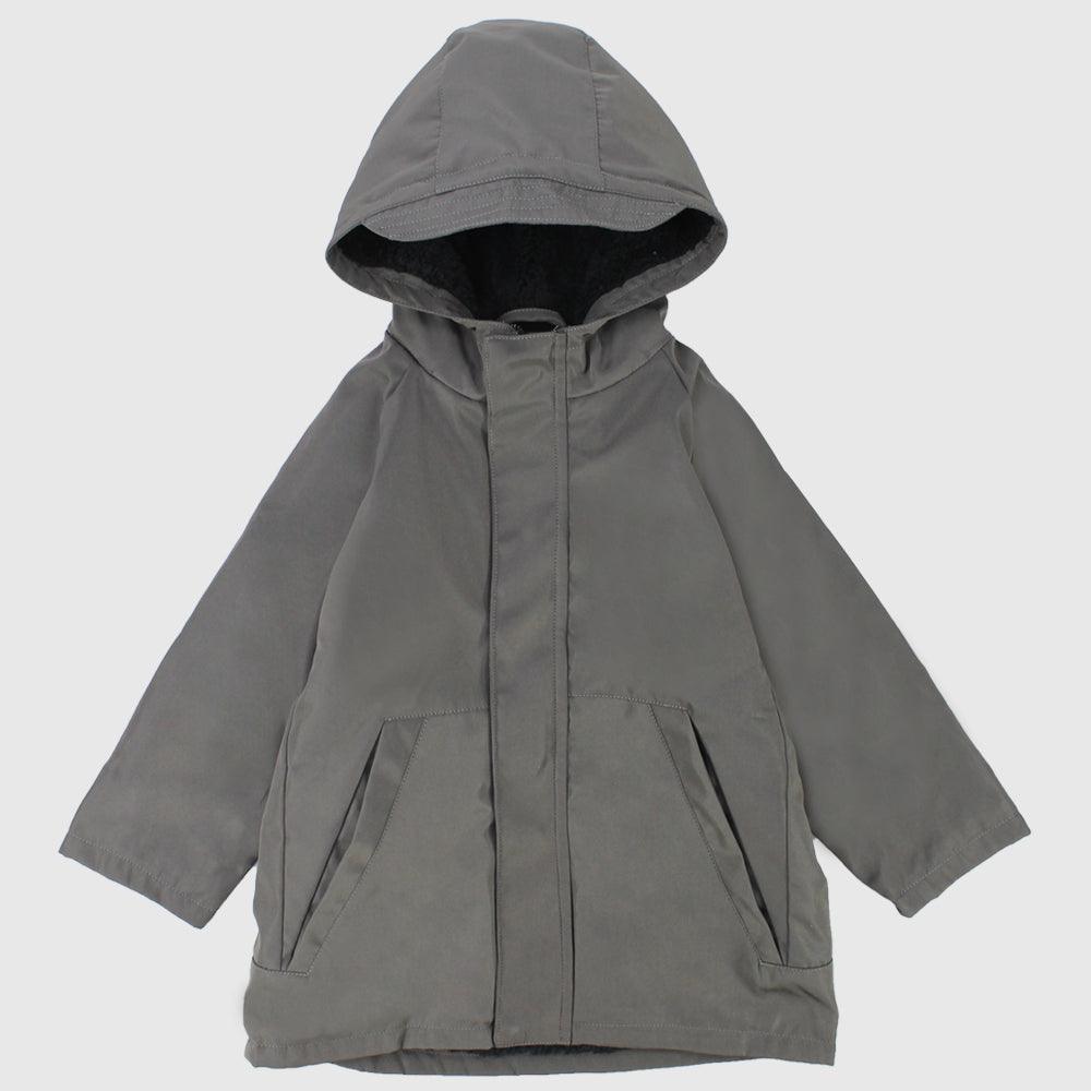 Grey Unisex Long-Sleeved Waterproof Hooded Jacket - Ourkids - Playmore