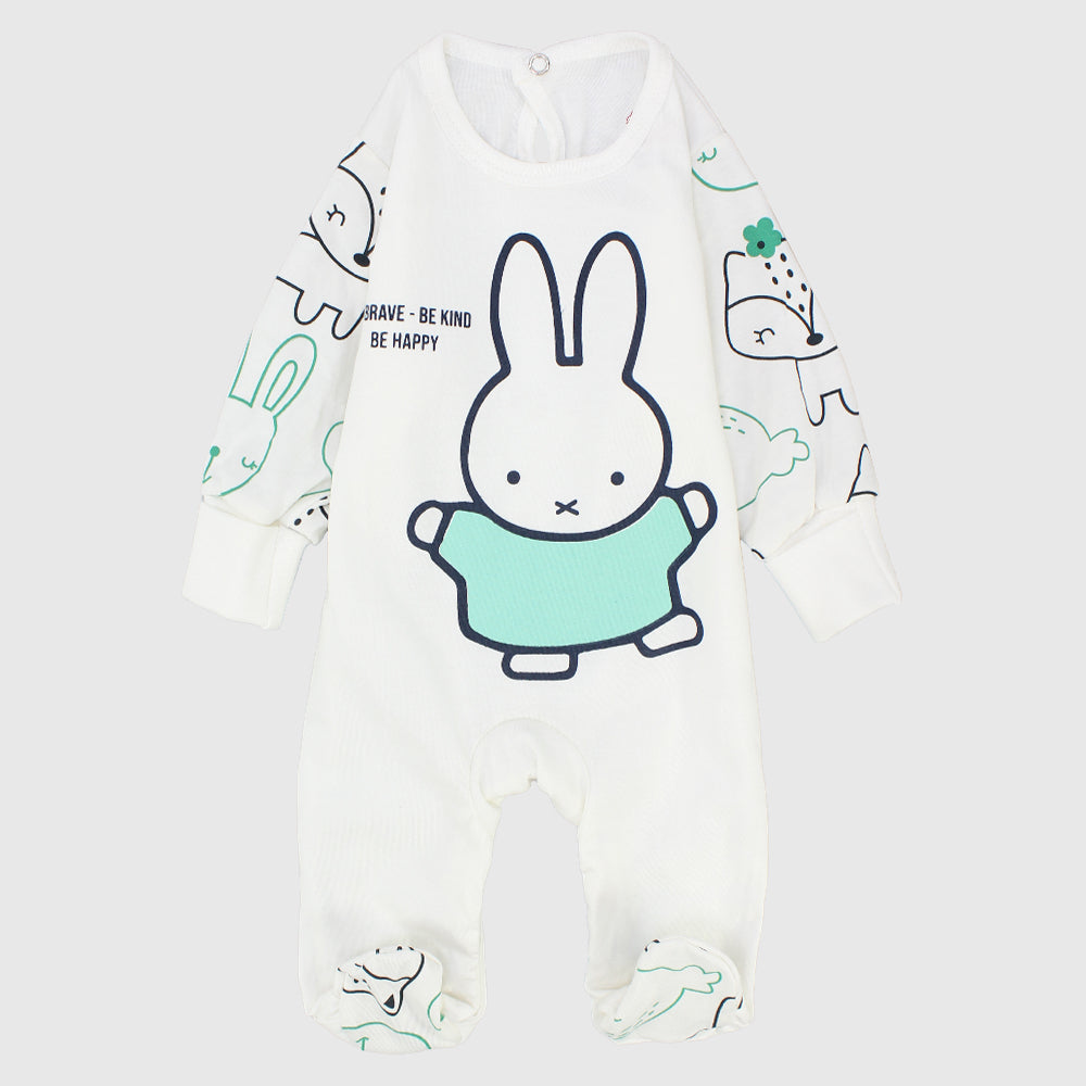 Happy Bunny Long-Sleeved Baby Footie - Ourkids - JOKY