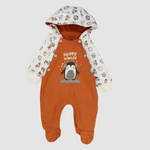 Happy Penguin Long-Sleeved Hooded Baby Footie - Ourkids - Junior