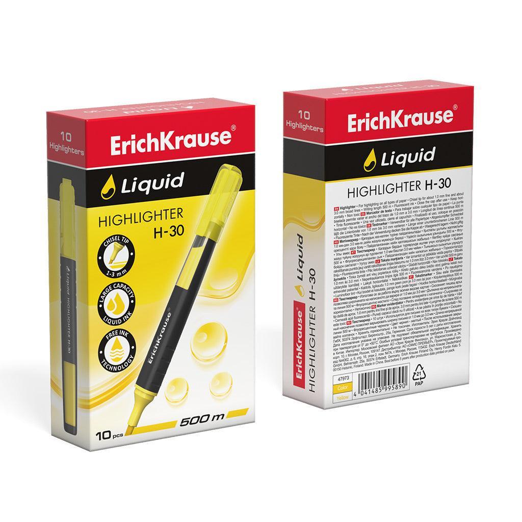 Highlighter ErichKrause® Liquid H-30, ink color: yellow - Ourkids - Erich Krause