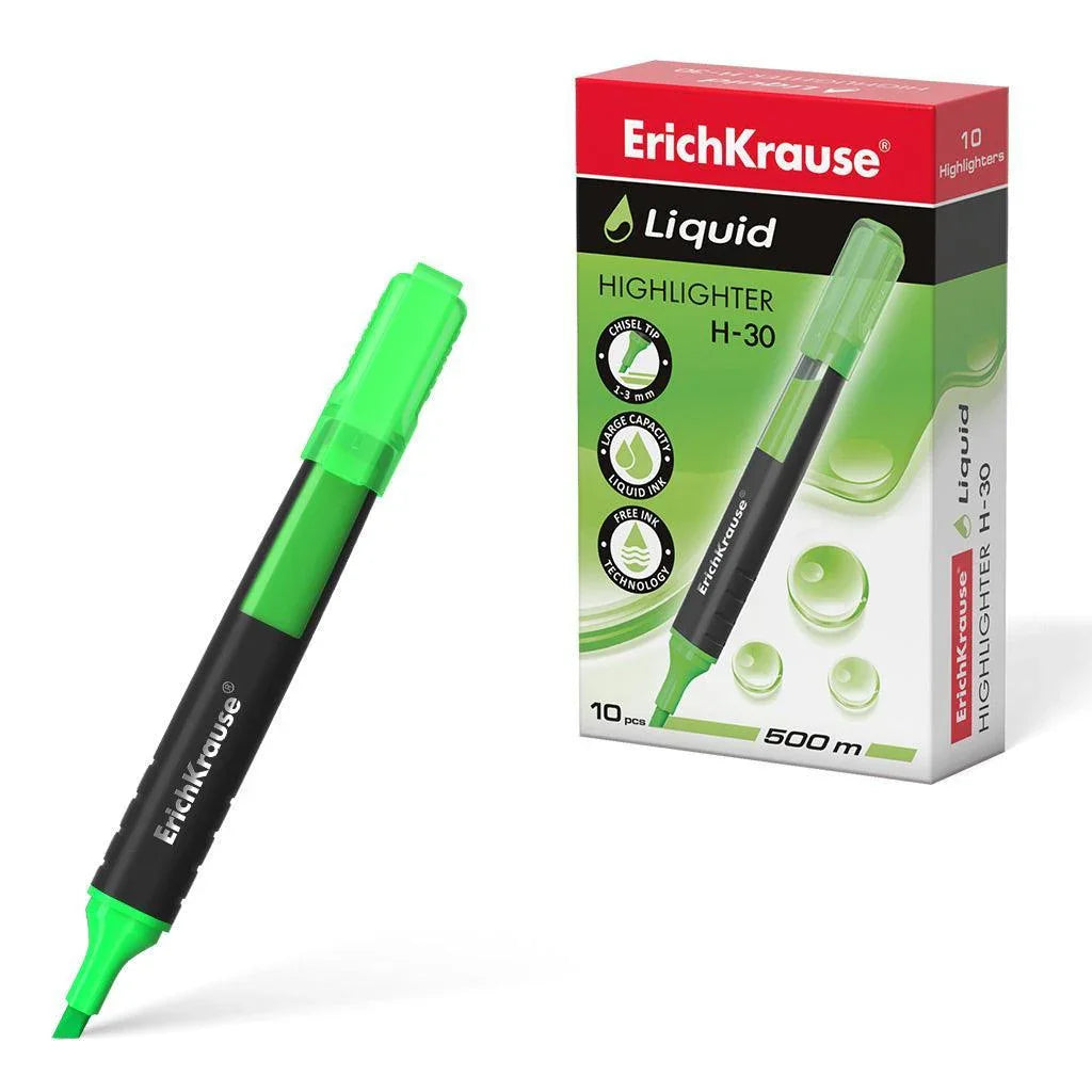 Highlighter ErichKrauseÂ® Liquid H-30, ink color: green - Ourkids - Erich Krause