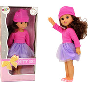 Pretty Girl Doll with Pullover & Skirt 35 cm