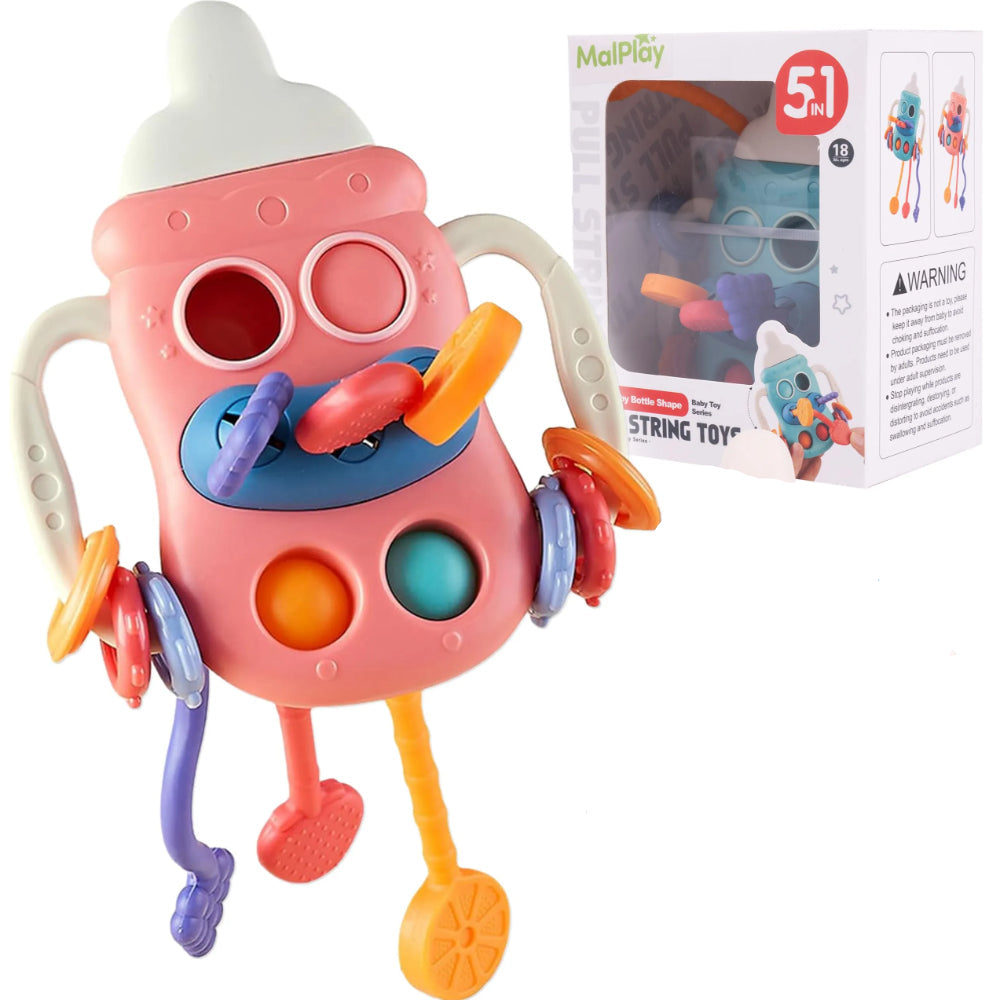 Bibi-inn 5-in-1 Baby Bottle Shape Pull String Toy