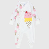 Ice Cream Cone Long-Sleeved Footless Onesie - Ourkids - JOKY