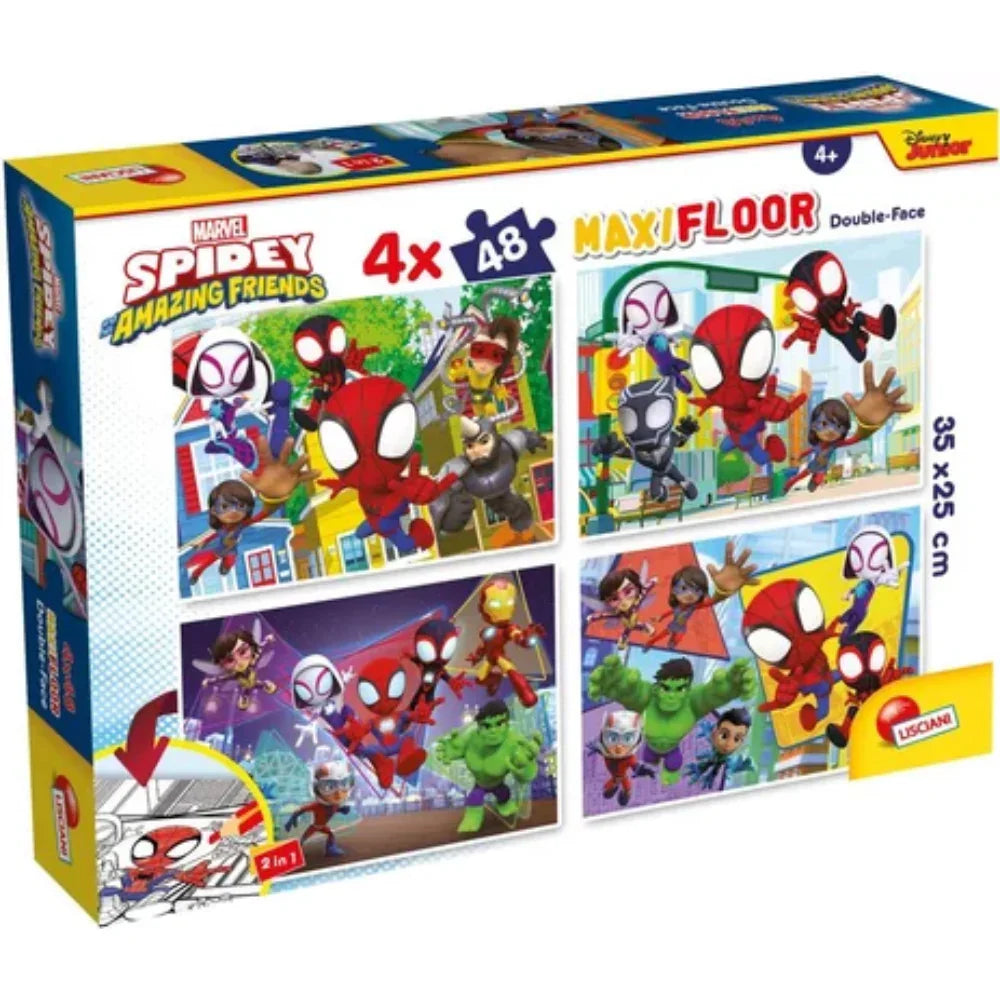 Lisciani Marvel Spidey Double-Face Maxi Floor Puzzle - 4 x 48 Pieces - Toys