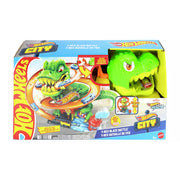 Hot Wheels City T-Rex Blaze Battle Playset with a 1:64 Scale Die-Cast Car