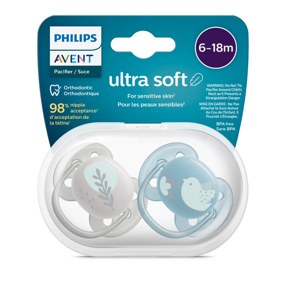 Philips Avent Ultra Soft Pacifier for Baby Boys 6–18 Months – 2 Pack