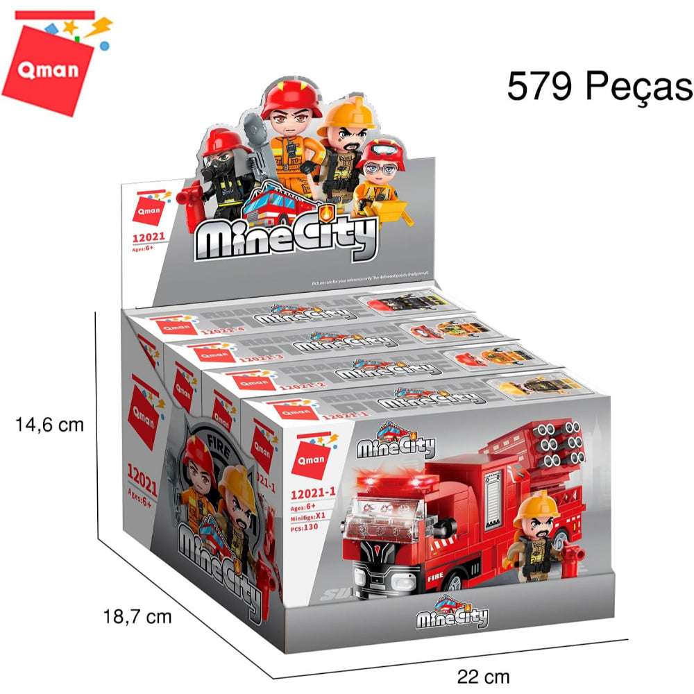 Mine City Firefighter Action Building Block Set – 579 Pieces