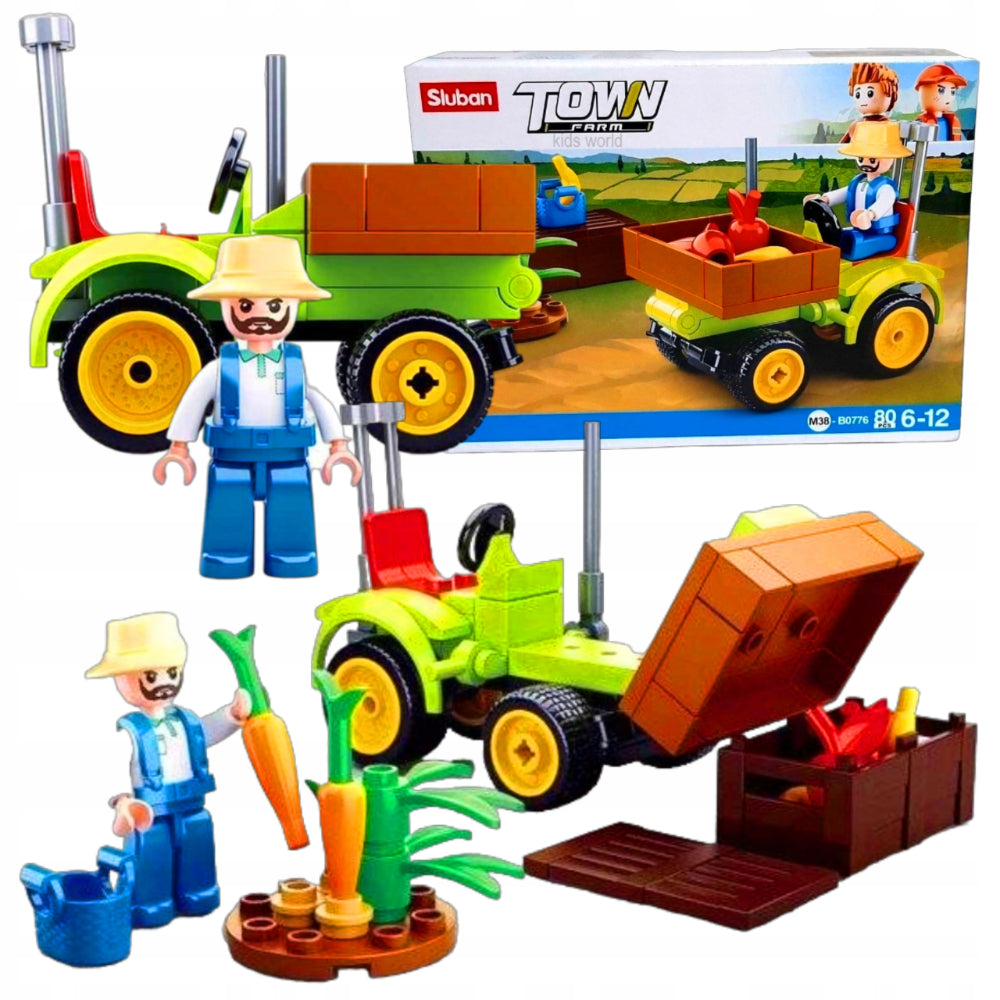 Sluban Town Farm Harvest Tractor Fruit Cart Building Blocks – 80 Pieces - Toys
