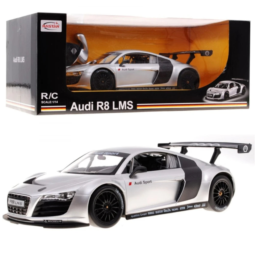 Audi R8 with Remote Control Car in Sleek Silver - Toys - Rastar