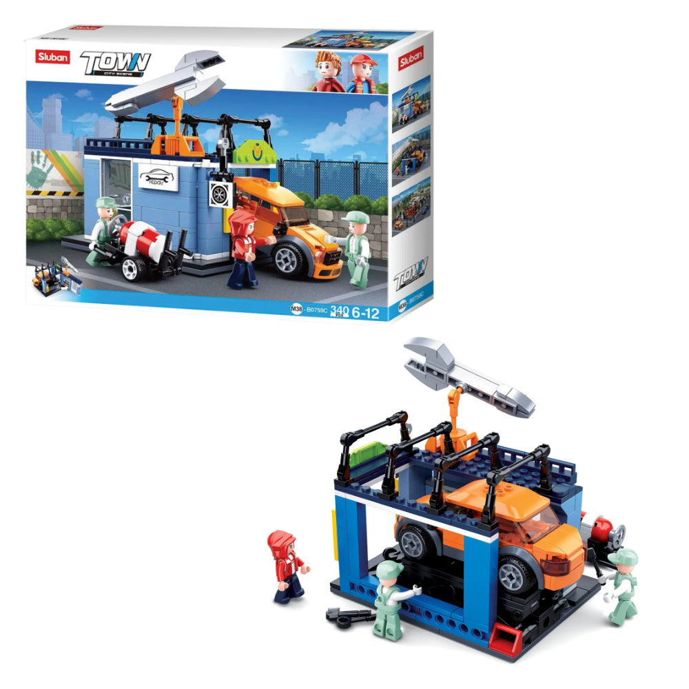 Sluban Town City Scene Maintenance Shop Building Blocks Set - 340 Pcs