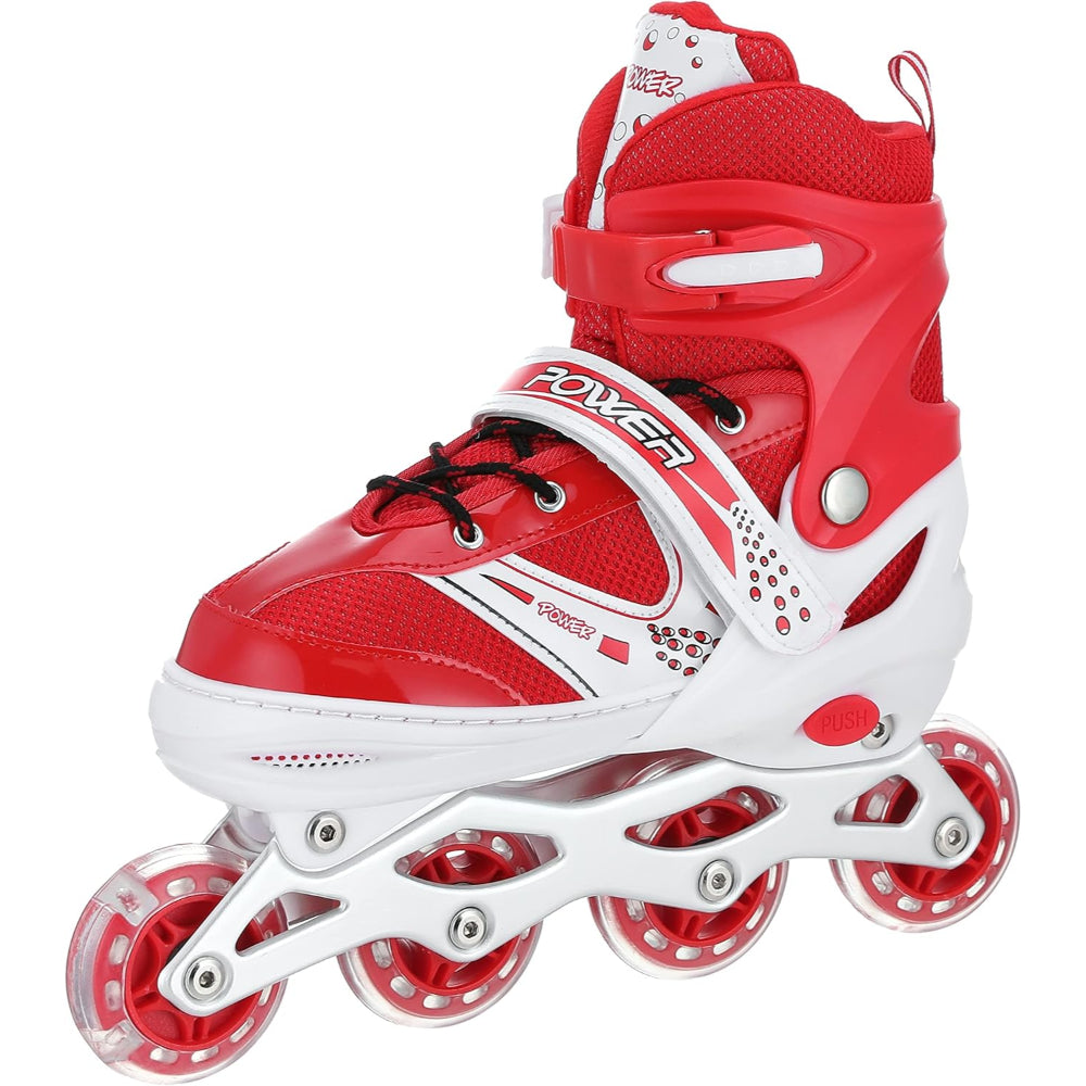 Power Superb Adjustable Roller Skate Shoes – 2 Rows, 4 Wheels