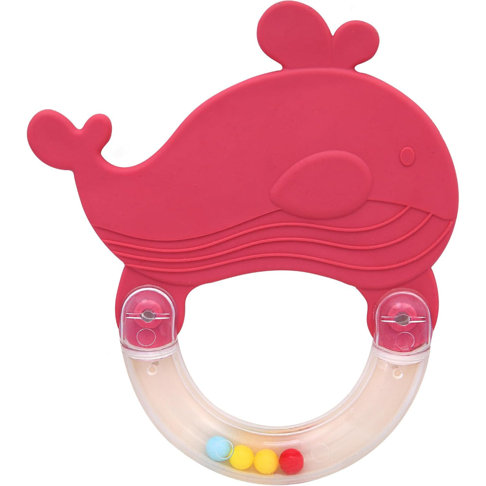 Safari Baby Teether with Rattle – Red Dolphin Shape