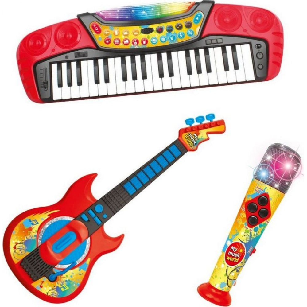 Organ + Guitar and Microphone Set for Children, with Drums