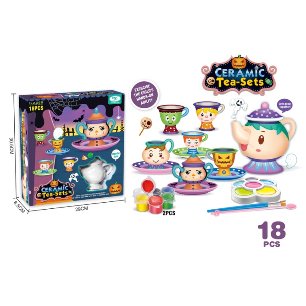 Ceramic Tea Set – 18 Pieces Painting Kit