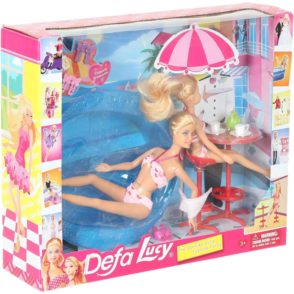 Defa Lucy Swimming Time Playset – 2 Dolls with Accessories (13 Pieces)