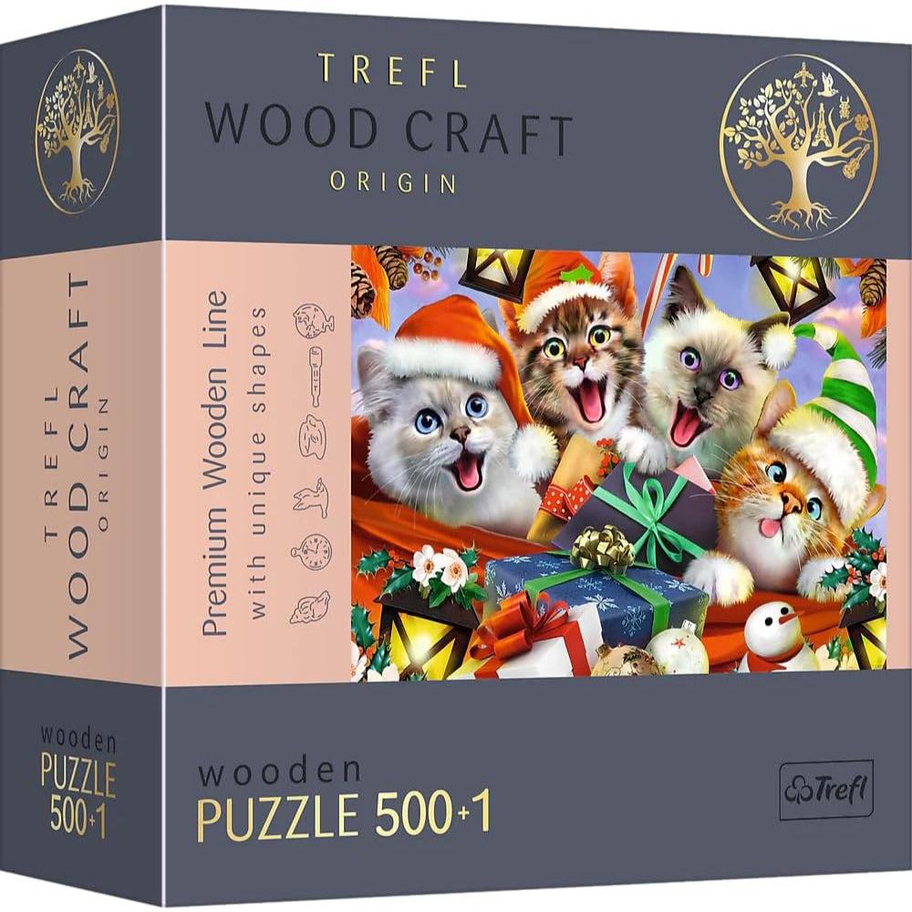 Trefl Festive Cats Wooden Puzzle - 500+1 Pcs