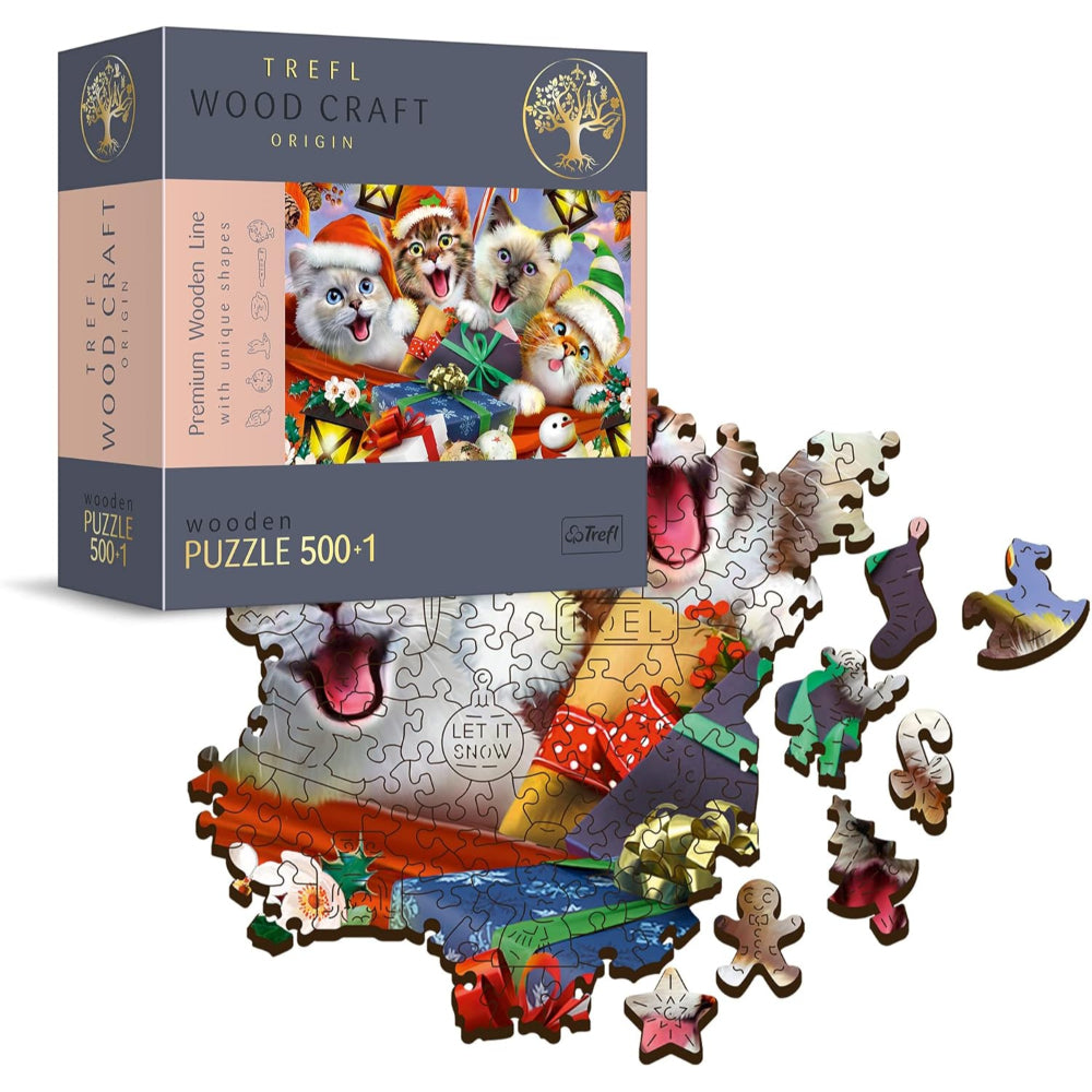 Trefl Festive Cats Wooden Puzzle - 500+1 Pcs