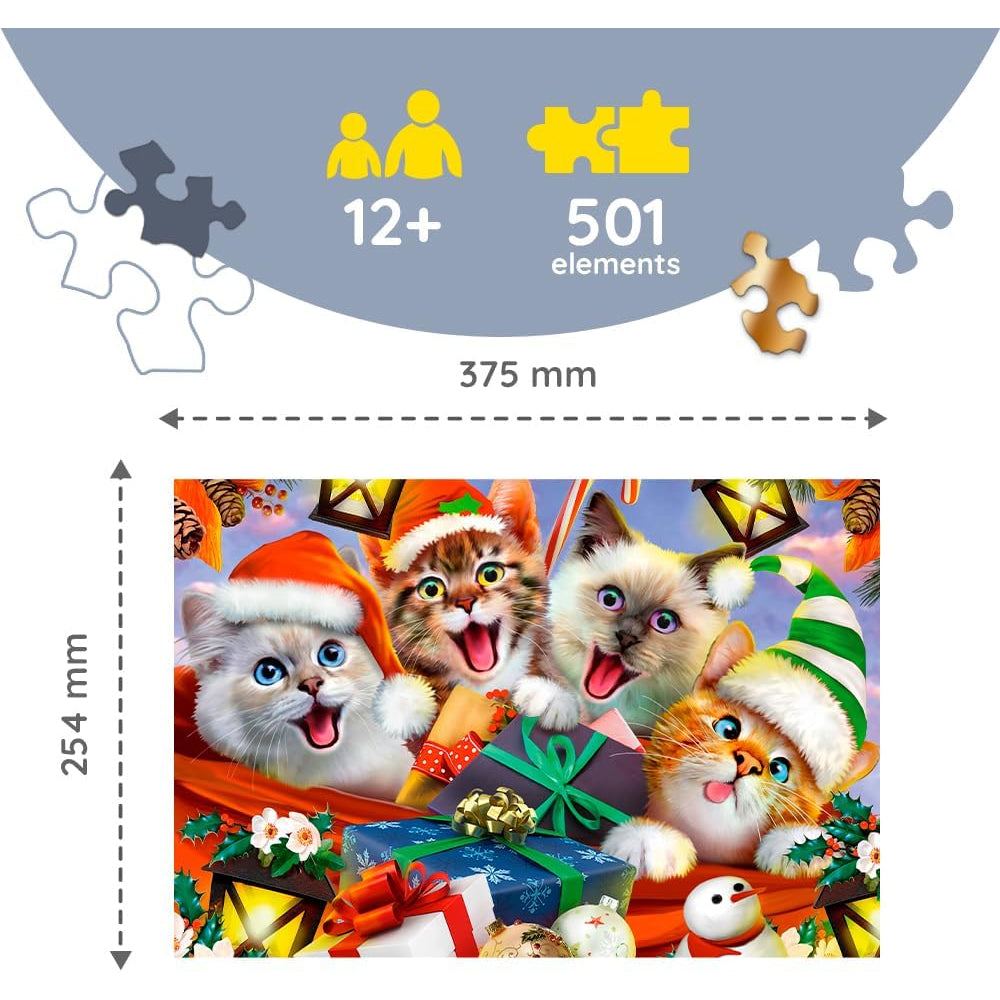 Trefl Festive Cats Wooden Puzzle - 500+1 Pcs