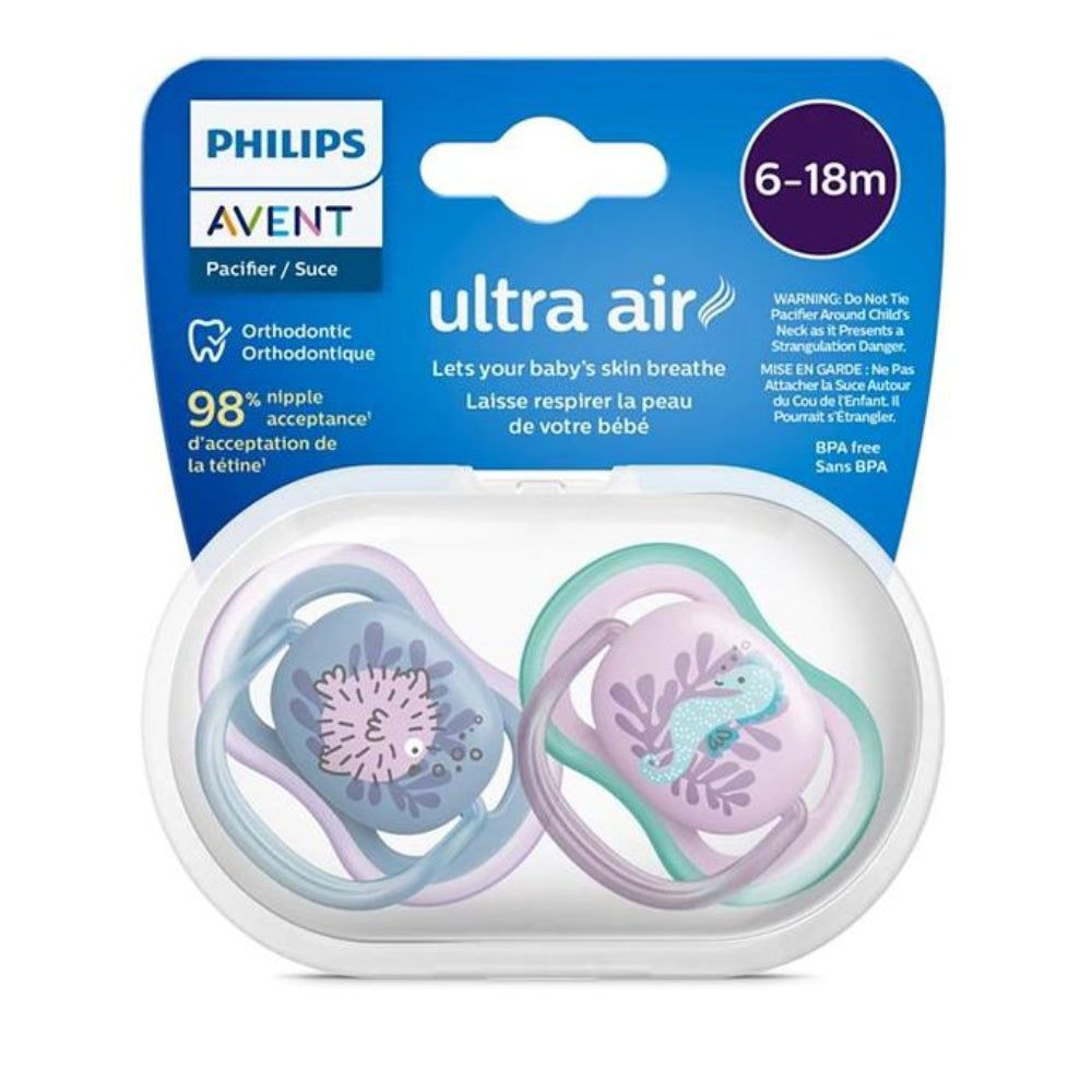 Philips Avent Ultra Air Pacifiers – Girl 2 Pack (6–18 Months) - Baby Essentials