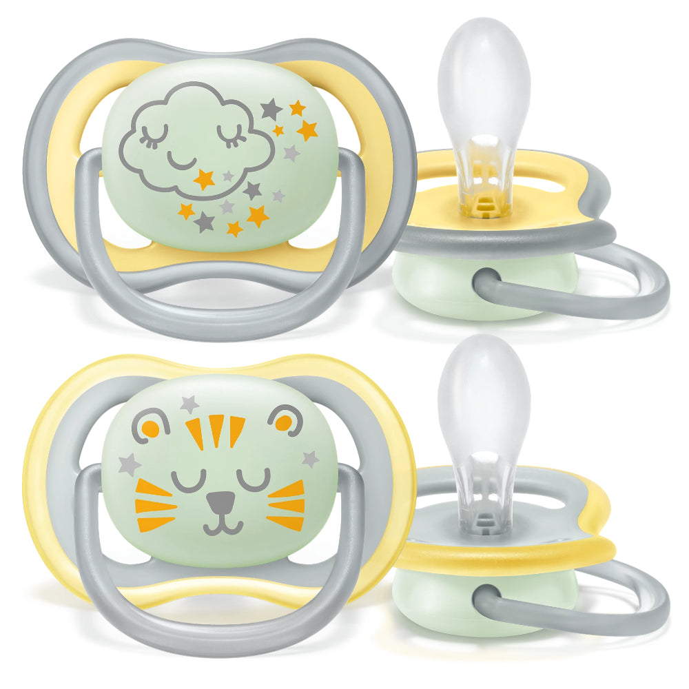 Philips Avent Ultra Air Nighttime Pacifiers – Glow-in-the-Dark (2 Pack, 18m+)